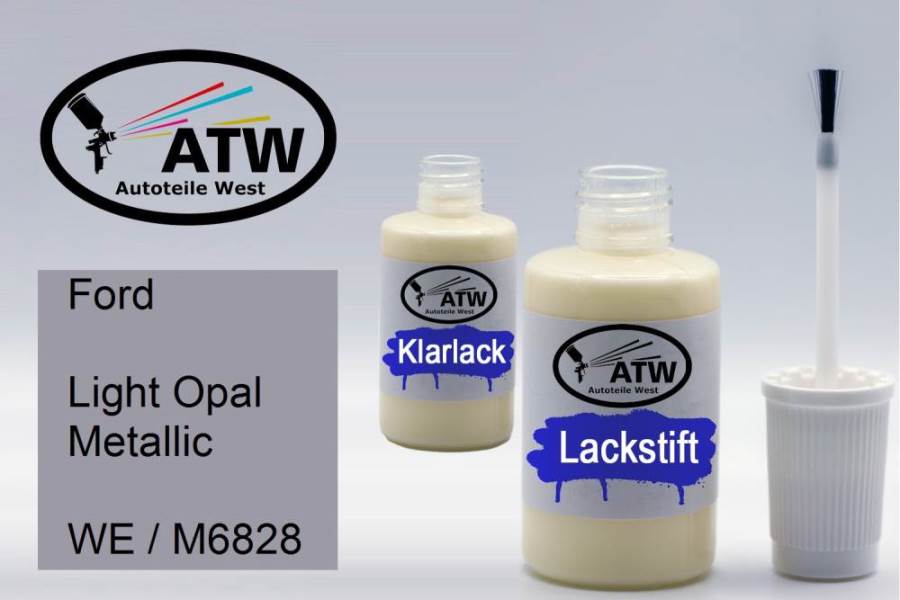 Ford, Light Opal Metallic, WE / M6828: 20ml Lackstift + 20ml Klarlack - Set, von ATW Autoteile West.